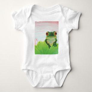 Green Frog Relaxing in the pond  Baby Bodysuit