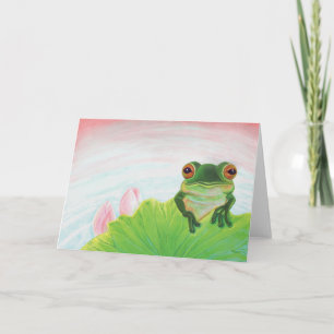 Green Frog Relaxing in the pond Card