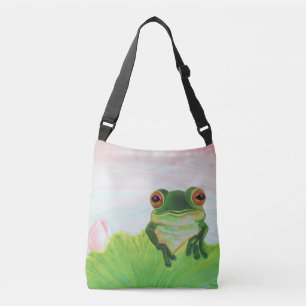 Green Frog Relaxing in the pond Crossbody Bag