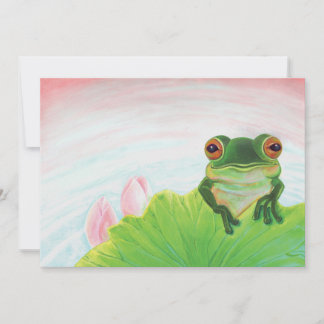 Green Frog Relaxing in the pond  Invitation
