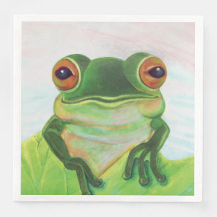 Green Frog Relaxing in the pond Napkin