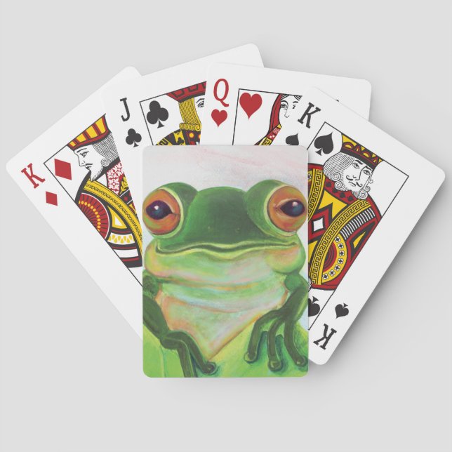 Green Frog Relaxing in the pond  Playing Cards (Back)