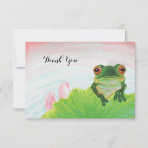Green Frog Relaxing in the pond Thank You Card