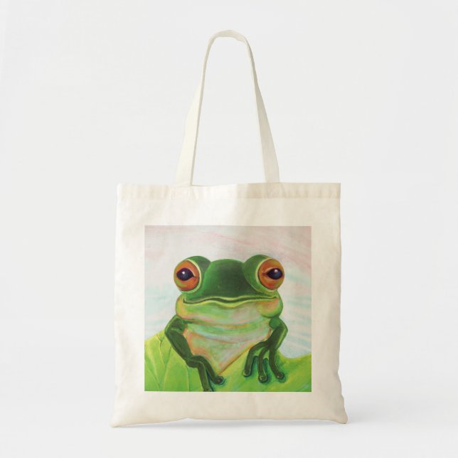 Green Frog Relaxing in the pond  Tote Bag (Front)