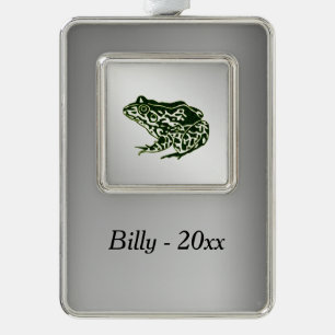 Green Frog Silver Plated Framed Ornament