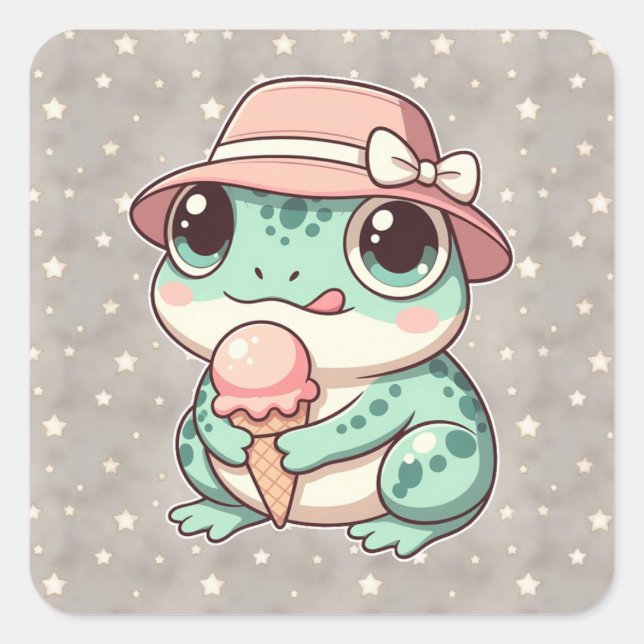 Green Frog Square Sticker (Front)