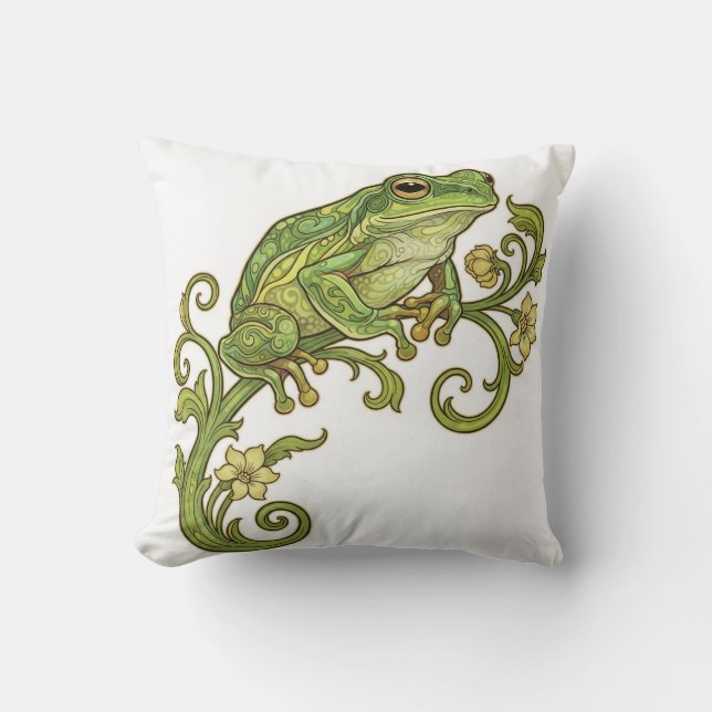 Green Frog Throw Cushion (Front)