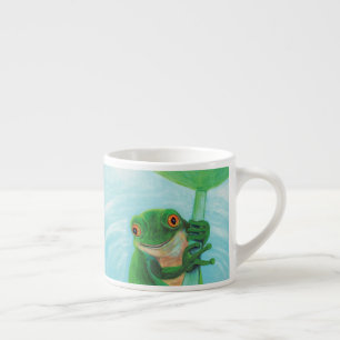 Green Frog under Lily Pad Espresso Cup
