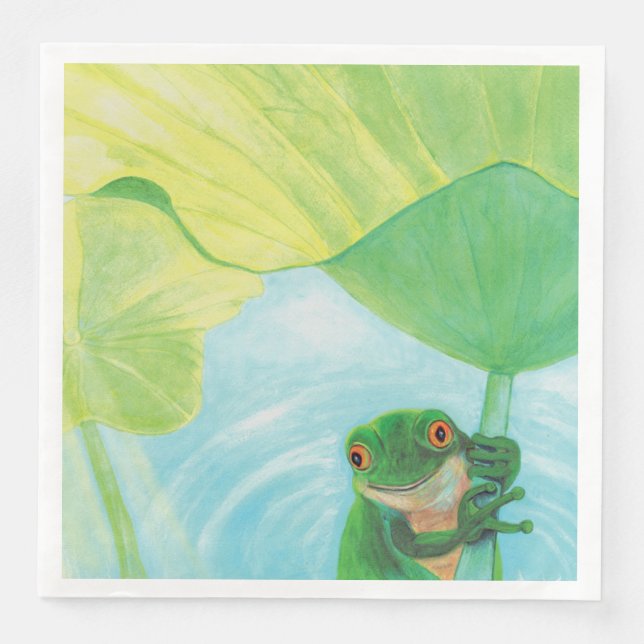 Green Frog under Lily Pad   Napkin (Front)