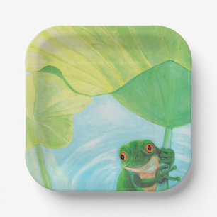 Green Frog under Lily Pad   Paper Plate