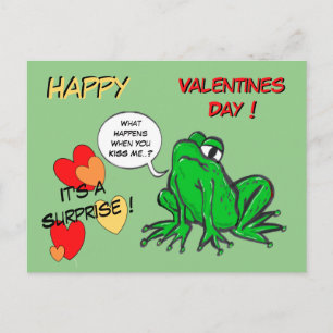 Green Frog Valentines Day Postcard