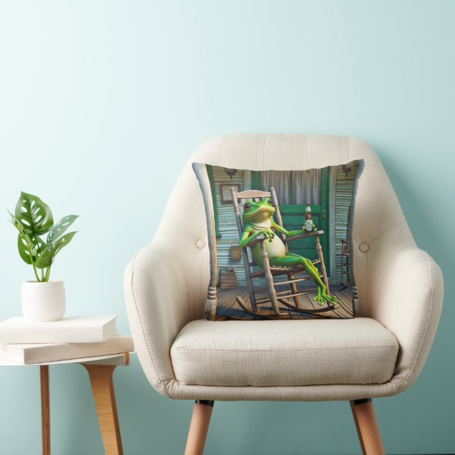 Green Frog With a Beer Bottle Cushion (Chair)