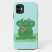 green frog with Flowers