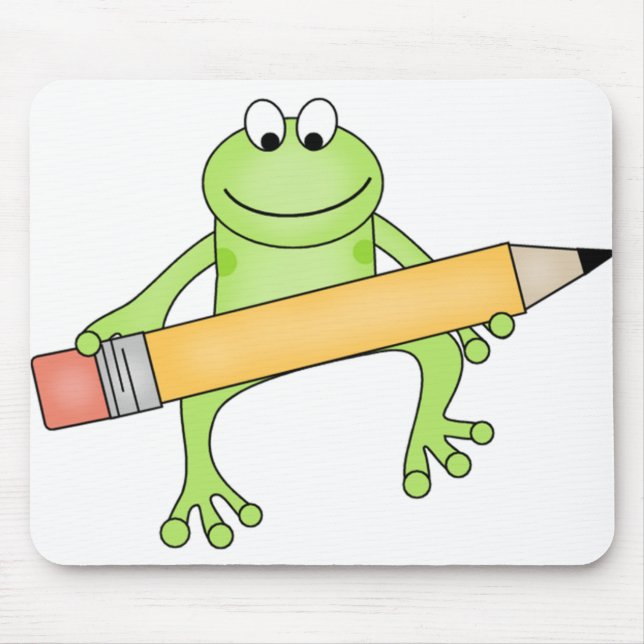 Green Frog with Pencil Mouse Pad (Front)