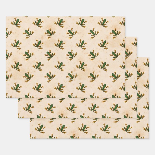 Green Frog Wrapping Paper Sheet (Set)