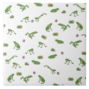 Green Frogs Ceramic Tile