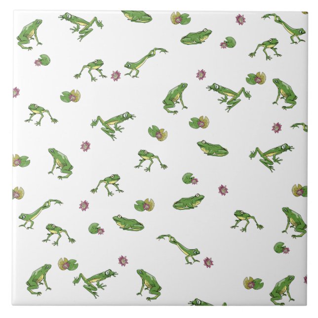 Green Frogs Ceramic Tile (Front)
