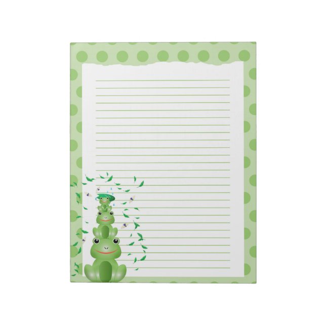 Green Frogs Dotted Woodland Animals  Notepad (Rotated)