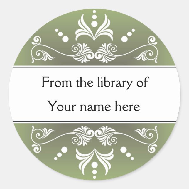 Green From The Library Of  Bookplates Classic Round Sticker (Front)