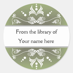 Green From The Library Of  Bookplates Classic Round Sticker