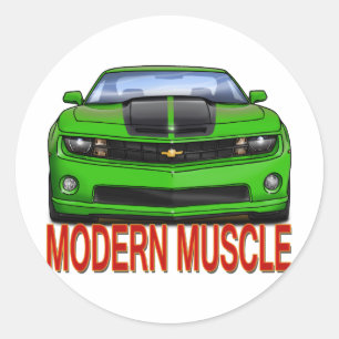 GREEN_FRONT_CAMARO.png Classic Round Sticker
