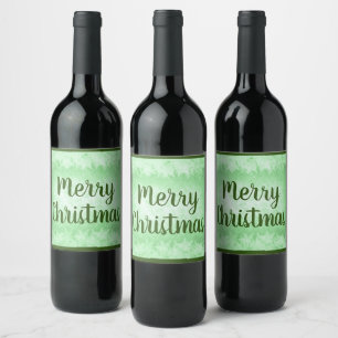 Green  frost Merry Christmas Wine Label