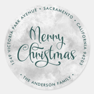 Green Frosty Merry Christmas Return Address Labels