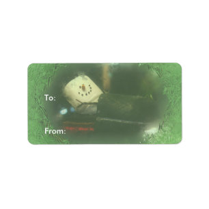 Green Frosty S'mores Snowman 2 Gift Labels