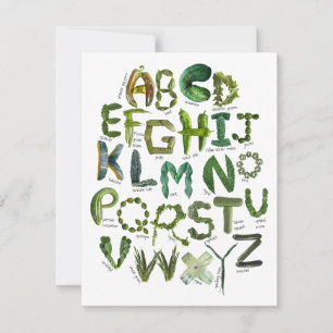 Green Fruits and Veggies Alphabet - Veggies Invitation