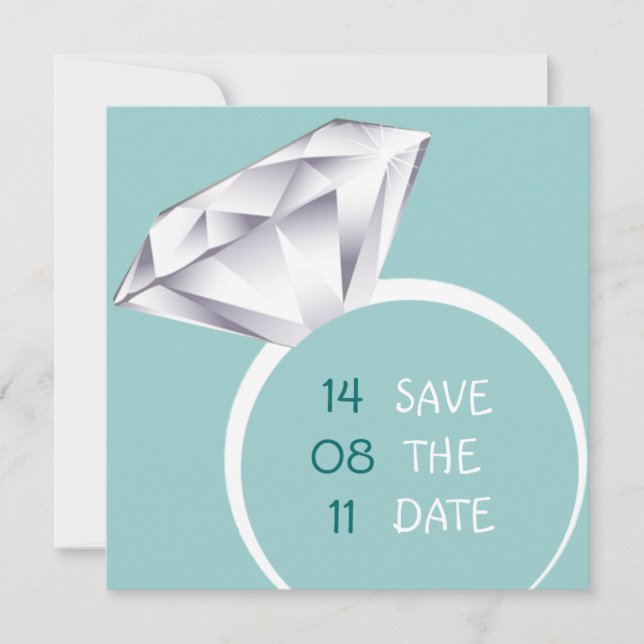 Green Fun Bold Ring Save the Date (Front)