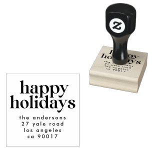 Green Fun Happy Holiday Christmas Return Address Rubber Stamp