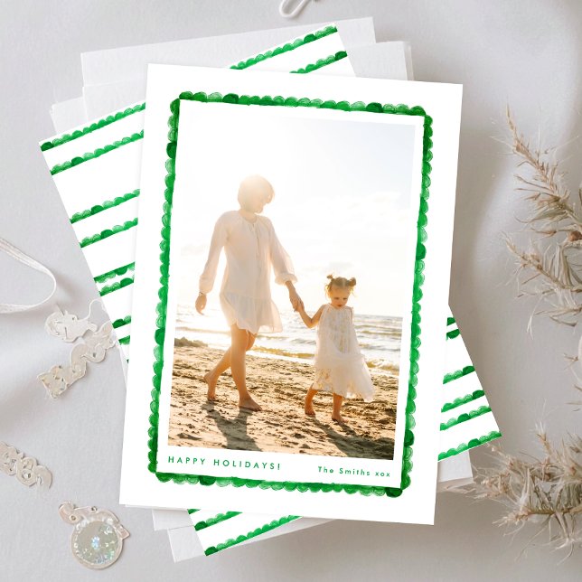 green fun modern festive frame christmas photo holiday card (Creator Uploaded)