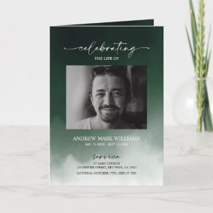 Green Funeral Order of Service Folded Program
