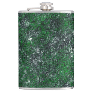 Green fungus upon whitish grey rock or tree trunk hip flask