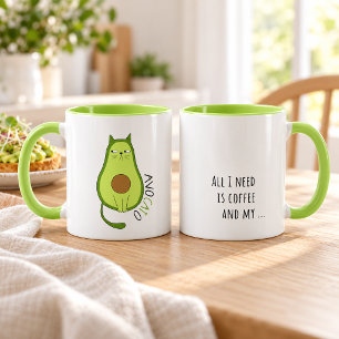 Green Funny AvoCATo Cat Avocado Coffee Lover Mug