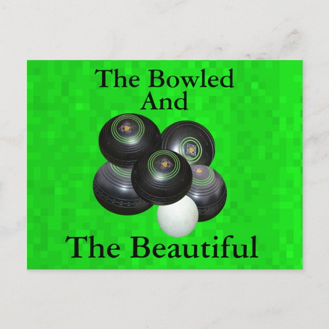Green Funny Bowled And Beautiful Lawnbowls Design, Postcard (Front)