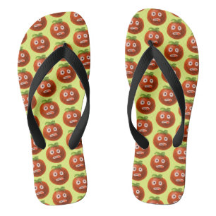 Green Funny Cartoon Tomato Pattern Thongs