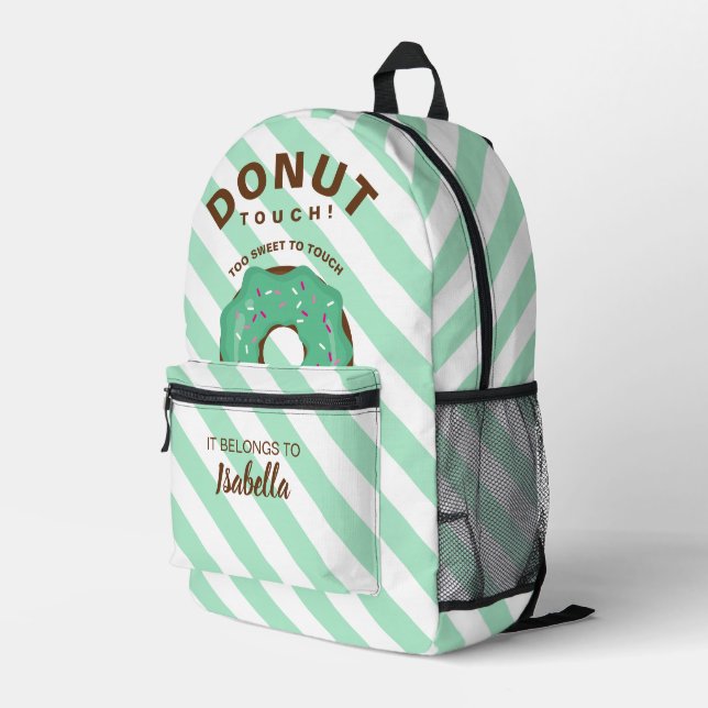 Green Funny Donut Backpack (Back Corner Right)