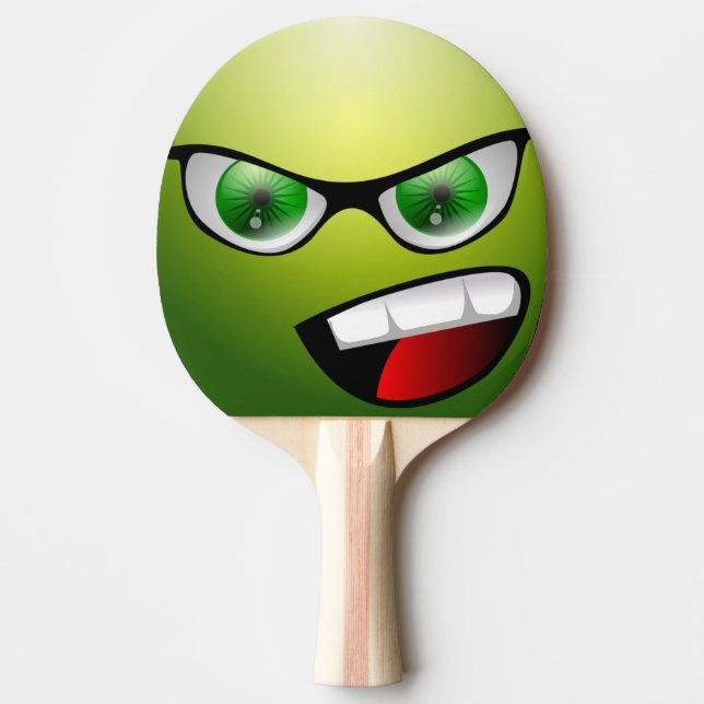 Green Funny Face Table Tennis Paddle (Front)
