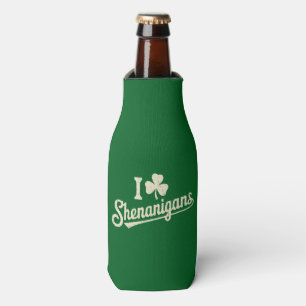Green Funny Irish Patty's Shamrock Saint Patricks  Bottle Cooler