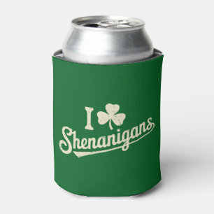 Green Funny Irish Patty's Shamrock Saint Patricks Can Cooler