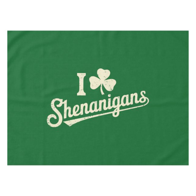 Green Funny Irish Patty's Shamrock Saint Patricks  Tablecloth (Front (Horizontal))