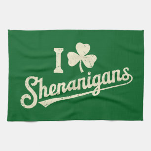 Green Funny Irish Patty's Shamrock Saint Patricks Tea Towel