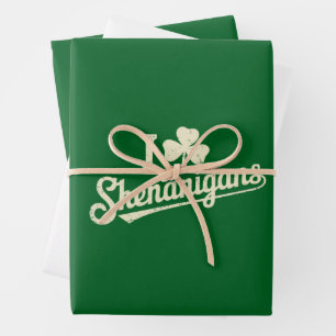 Green Funny Irish Patty's Shamrock Saint Patricks Wrapping Paper Sheet