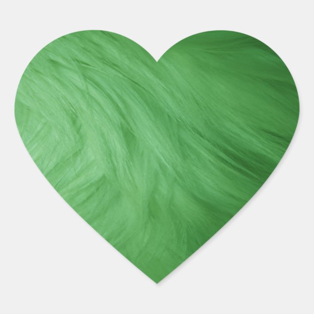Green Fur Print Heart Sticker (Front)