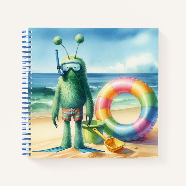 Green Fuzzy Alien Notebook (Front)