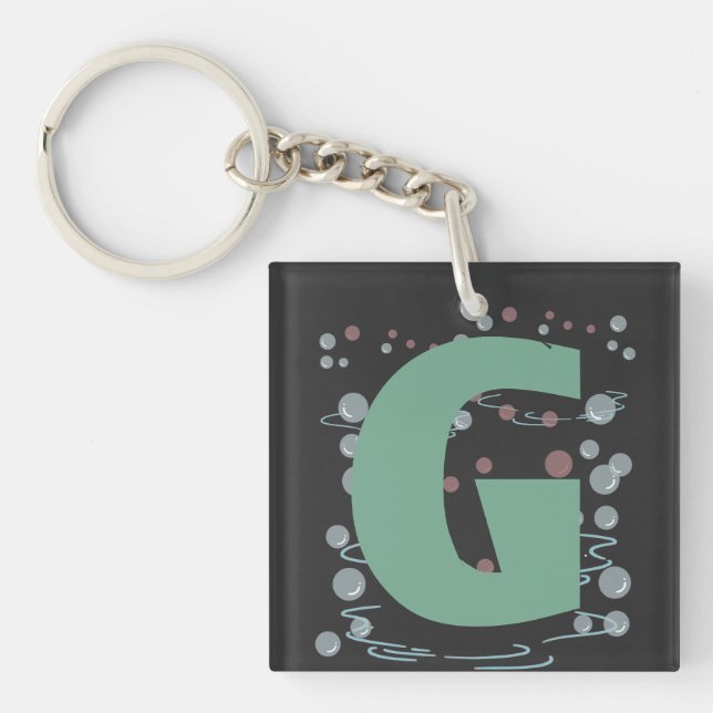 green G cool letters  Key Ring (Front)