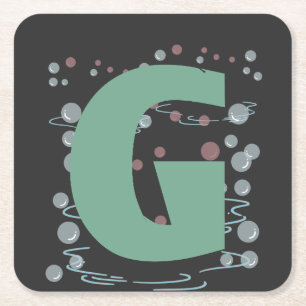green G cool letters Square Paper Coaster
