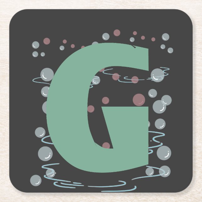 green G cool letters  Square Paper Coaster (Front)
