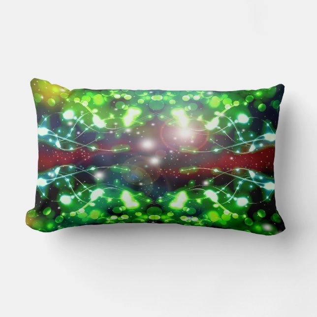 Green Galaxy Abstract lights Lumbar Cushion (Front)